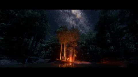Nighttime campfire