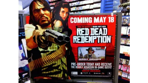 \Red Dead Redemption"Standee Poster at GameStop"""