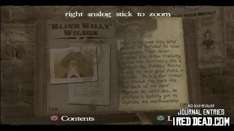 Red Dead Revolver Journal Entry 100 - "Blind Willy" Wilson