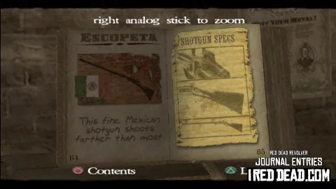 Red Dead Revolver Journal Entry 33 - Escopeta