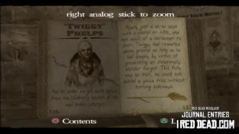 Red Dead Revolver Journal Entry 69 - "Twiggy" Phelps