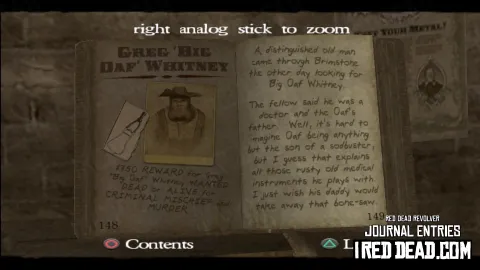 Red Dead Revolver Journal Entry 75 - Greg 'Big Oaf' Whitney