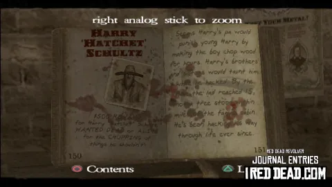 Red Dead Revolver Journal Entry 76 - Harry 'Hatchet' Schultz
