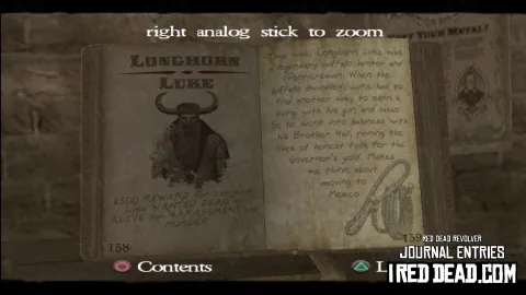 Red Dead Revolver Journal Entry 80 - Longhorn Luke