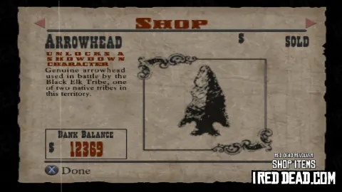 Red Dead Revolver Shop Item Arrowhead