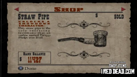 Red Dead Revolver Shop Item Straw Pipe