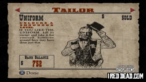 Red Dead Revolver Shop Item Uniform