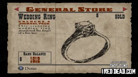 Red Dead Revolver Shop Item Wedding Ring
