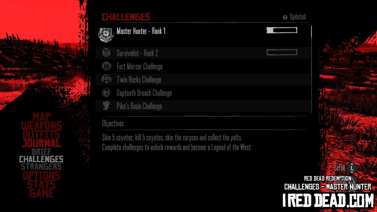 Red Dead Redemption Challenges Master Hunter