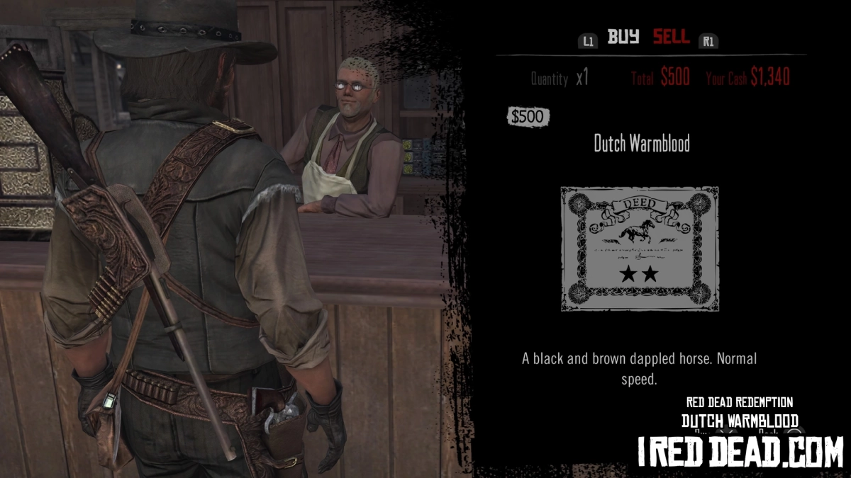 Red Dead Redemption Shop Item Dutch Warmblood