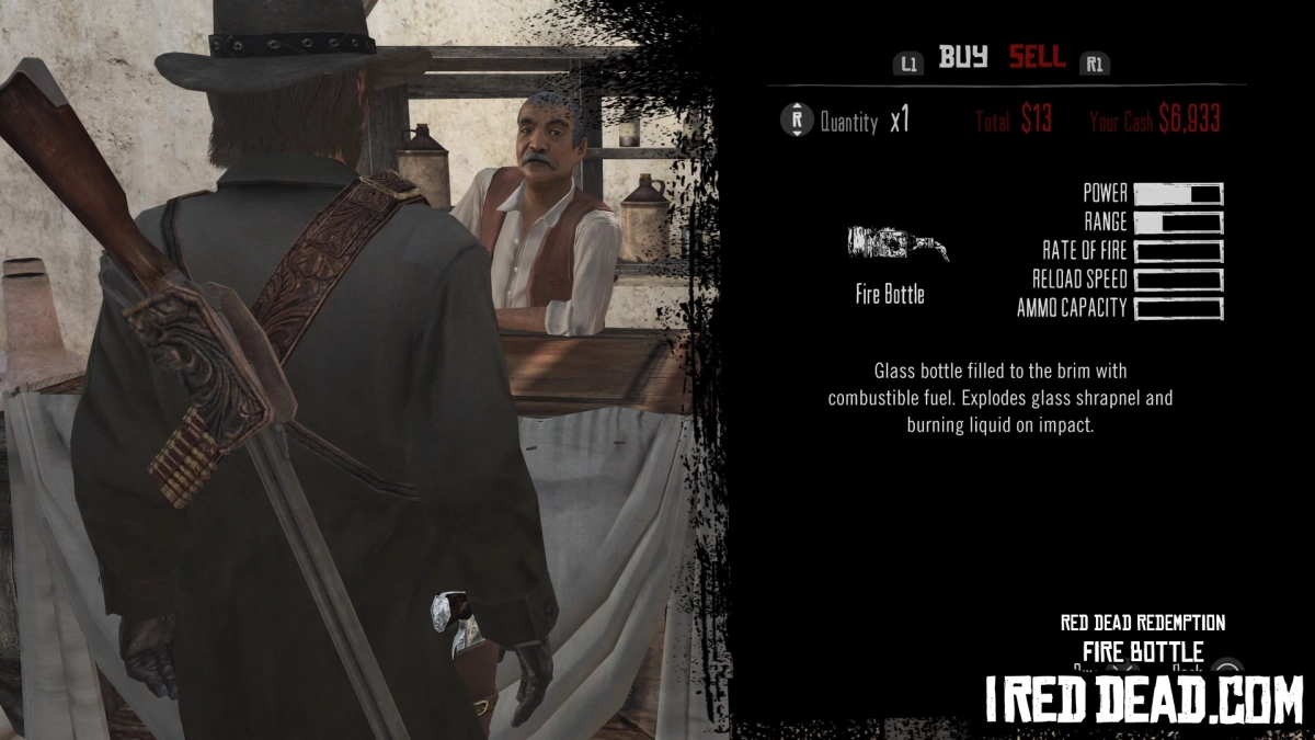 Red Dead Redemption Shop Item Fire Bottle