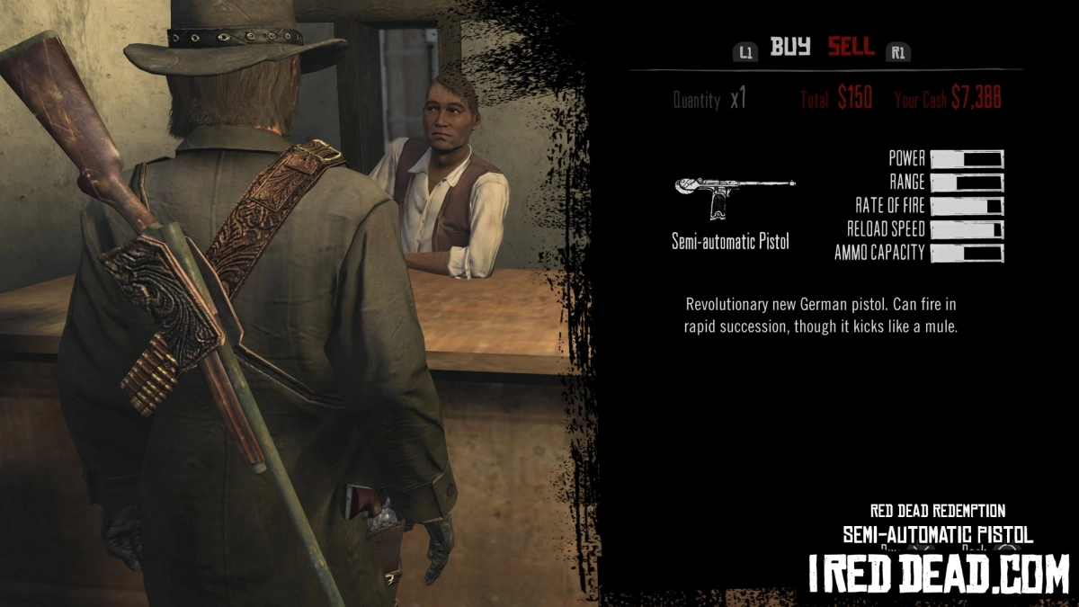 Red Dead Redemption Shop Item Semi Automatic Pistol