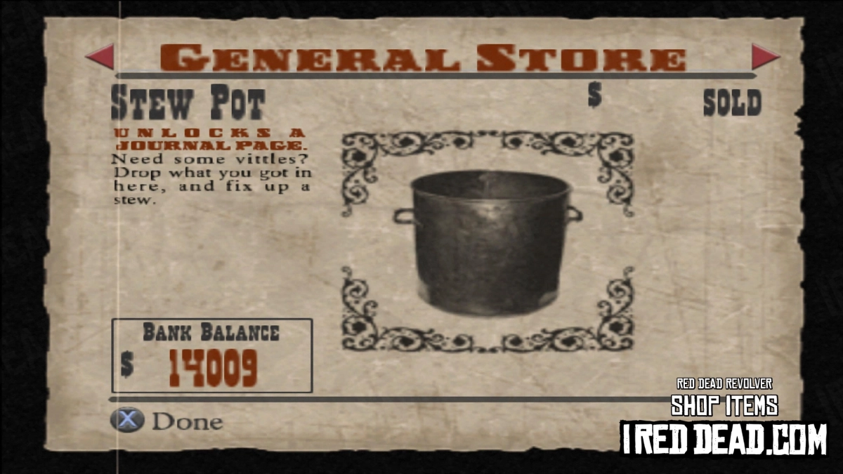 Red Dead Revolver Shop Item Stew Pot