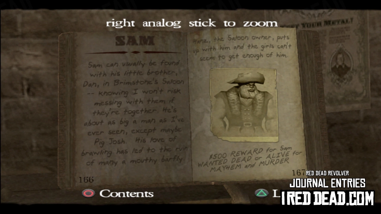 Red Dead Revolver Journal Entry 84 - Sam