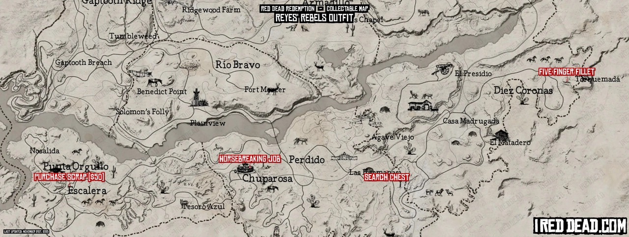 Red Dead Redemption Reyes' Rebels Outfit Map
