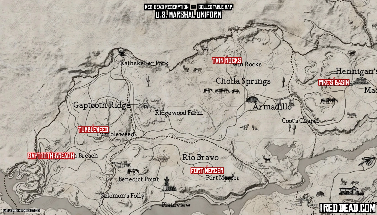 Red Dead Redemption U.S. Marshal Uniform Map