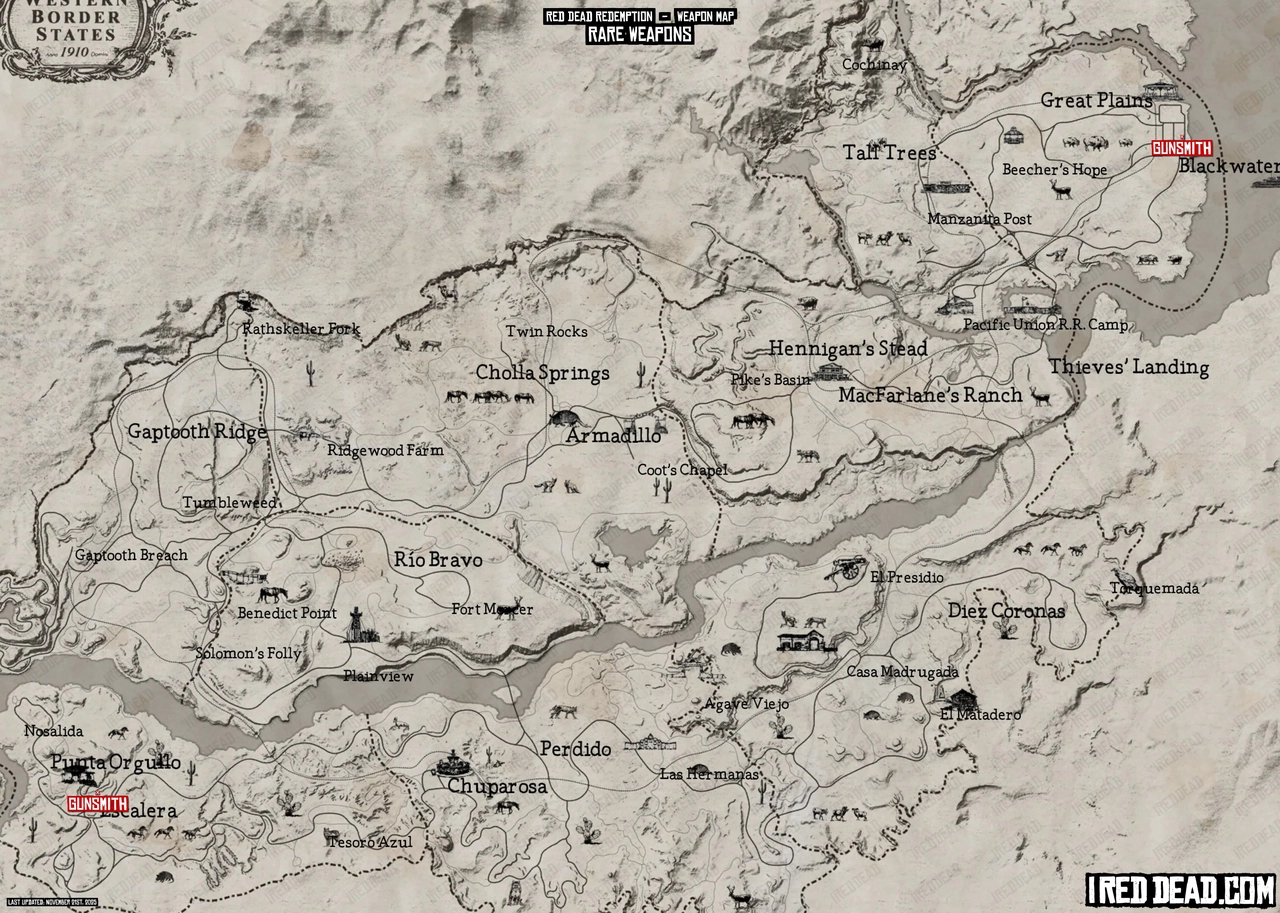 Red Dead Redemption Rare Weapons Map