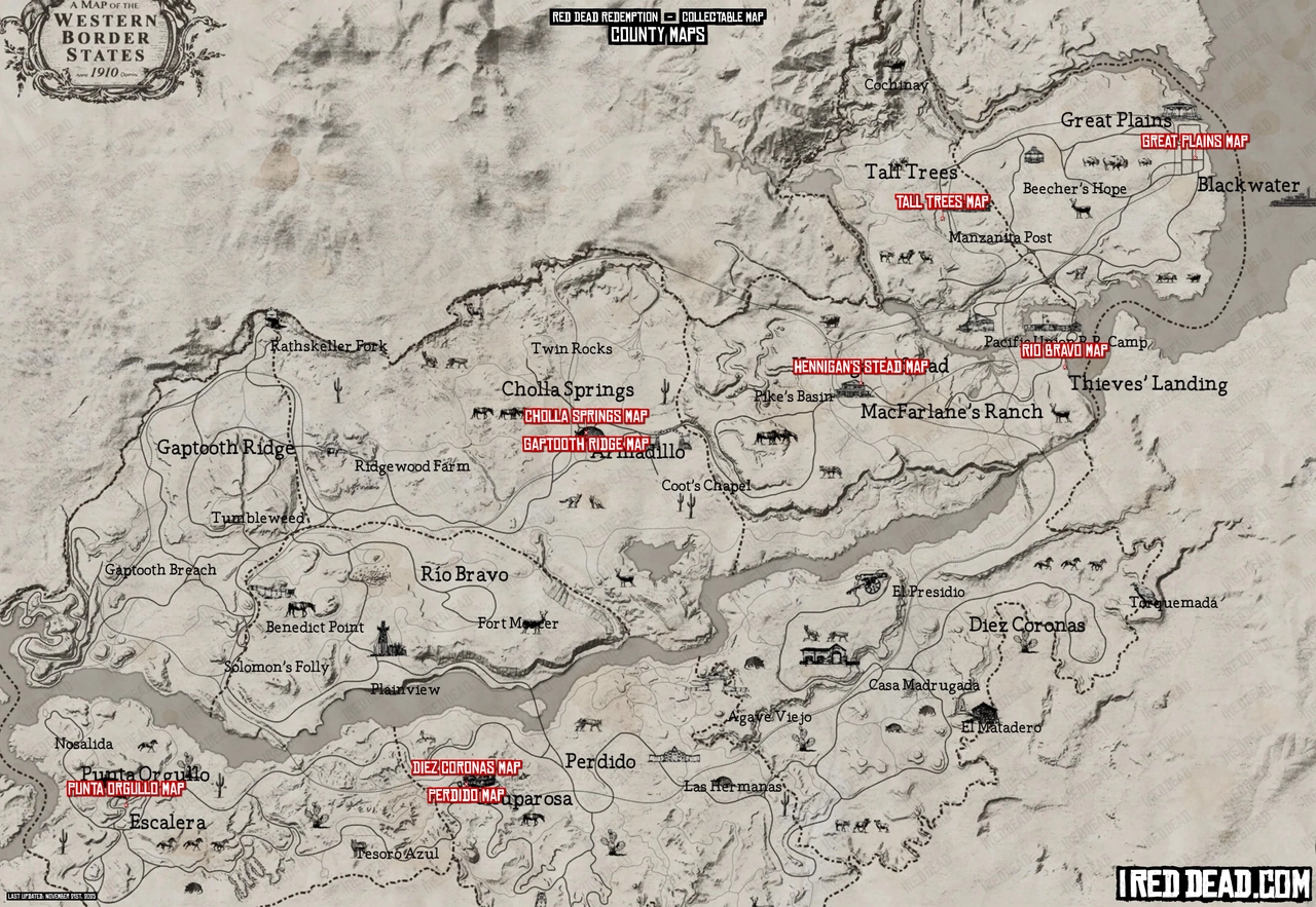 Red Dead Redemption County Maps Map
